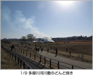 1/9 多摩川河川敷のどんど焼き　写真